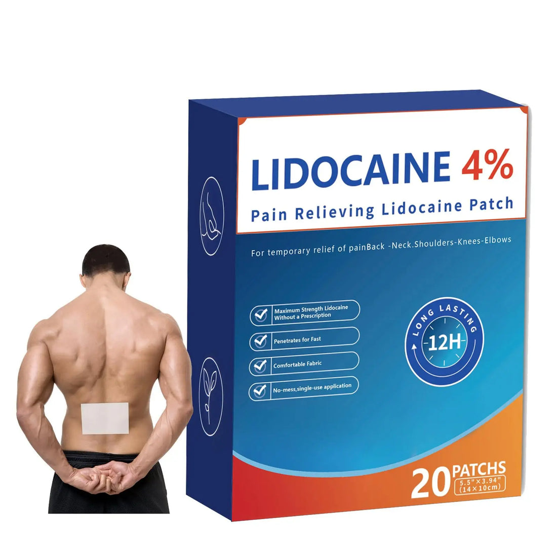 AROSLU Pain Relief Patches Lidocaine 4% ICY Patch Relieving Patch-12 Hour Acting Pain Patches-Muscle and Joint Pain Relief |Targets Neck,Back,Shoulders Pain relief-20patches AROSLU uk supplements