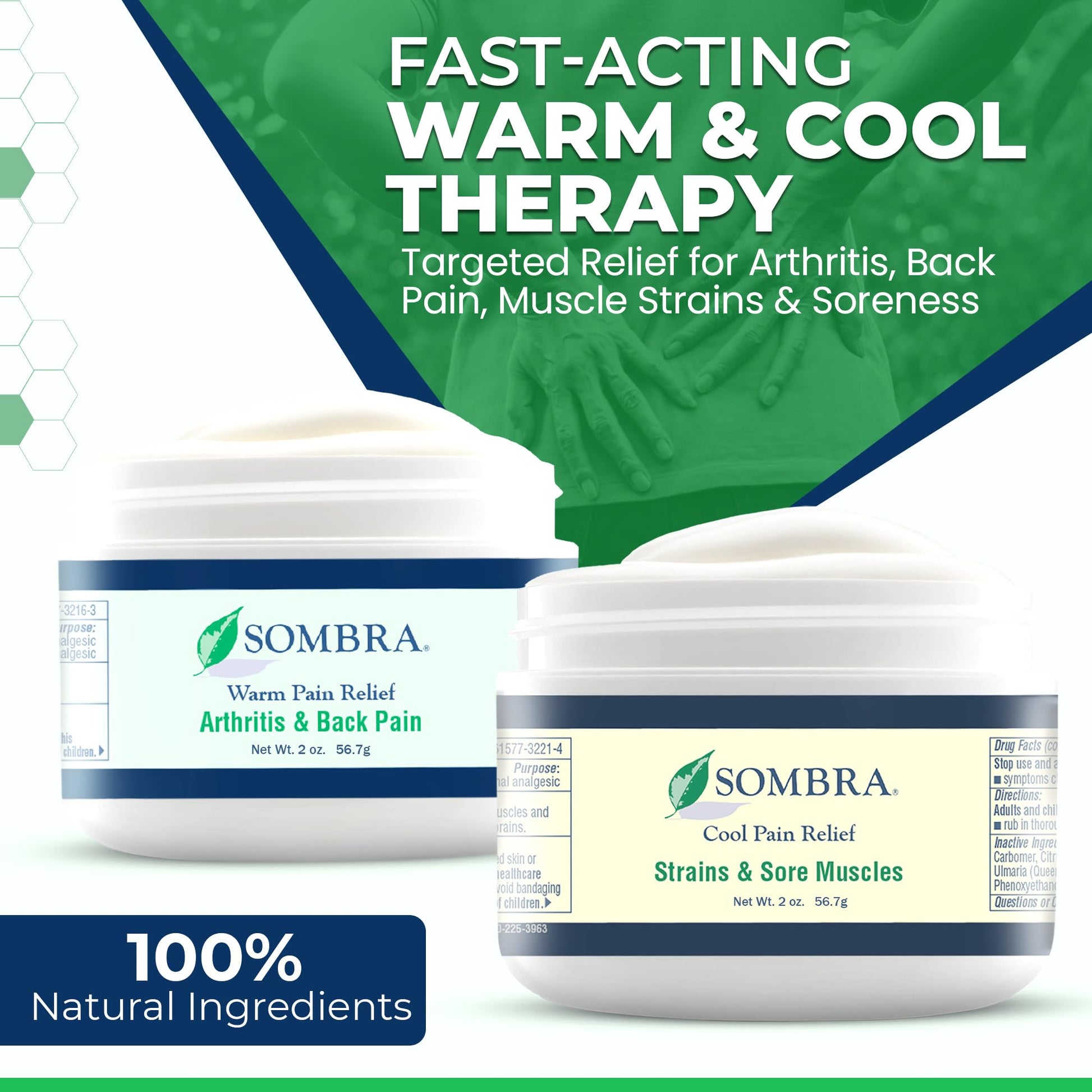Sombra Warm & Cool Pain Relief Gel, Warm Relief for Arthritis and Chronic Pain Pre-Workout Muscle Rub, Cold for Swelling, Soreness, Post-Workout, Free of Artificial Fragrances, 2oz Per Jar Sombra Au supplements
