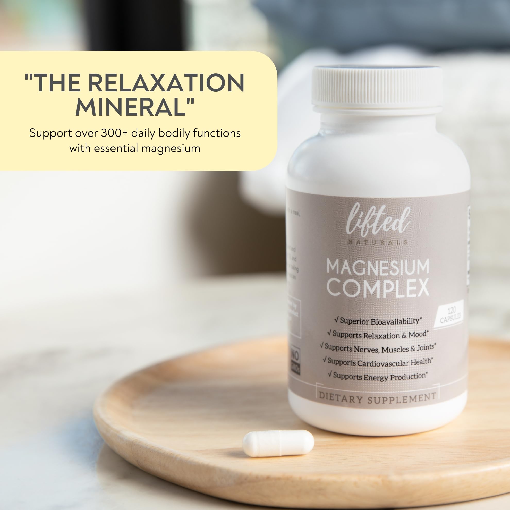 Magnesium Complex - Lifted Naturals Magnesium Supplement w/Bisglycinate, Malate, Taurate - 120 Capsules - Bioavailable Magnesium Formula for Mood, Sleep, Energy Support* Lifted Naturals Au supplements