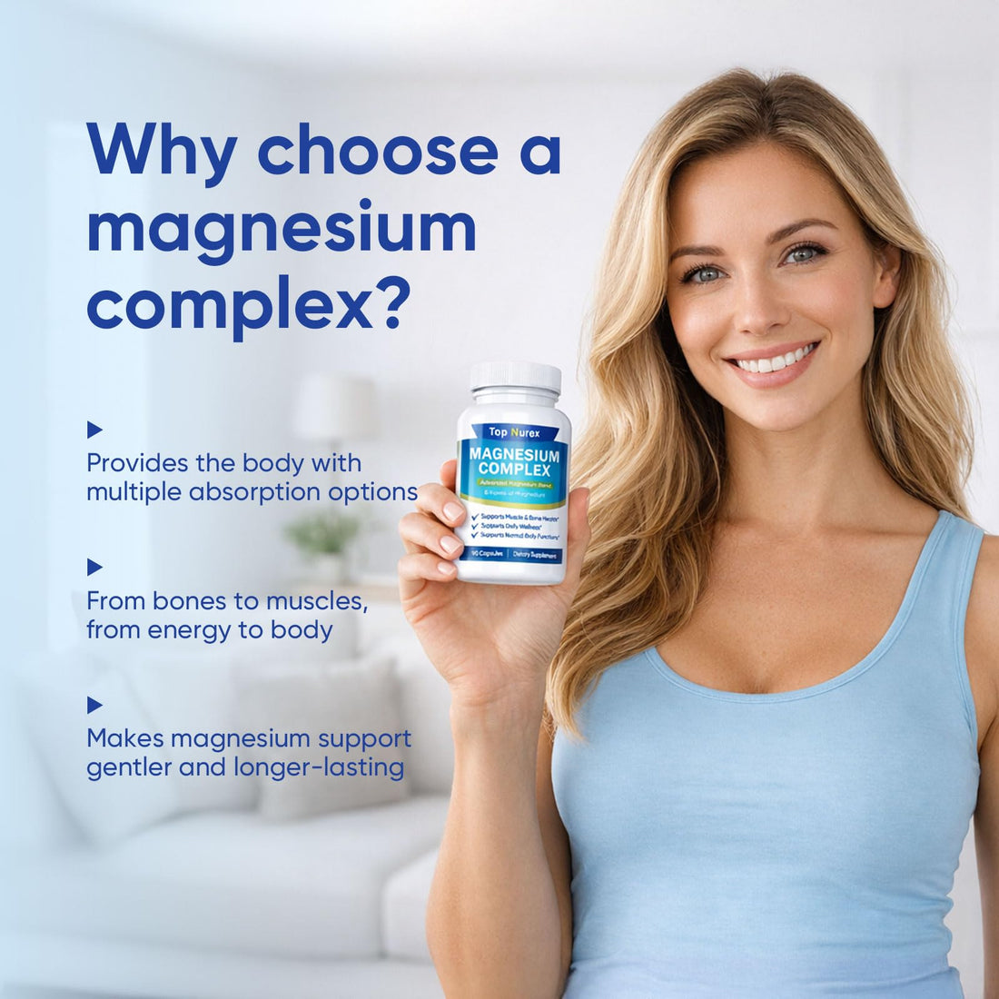 Top Nurex Magnesium Complex 1000 mg, 8-Source Magnesium Blend with Glycinate, Citrate, Malate & Taurate, Vegan Non-GMO Formula, 90 Capsules Kunnozz Au supplements