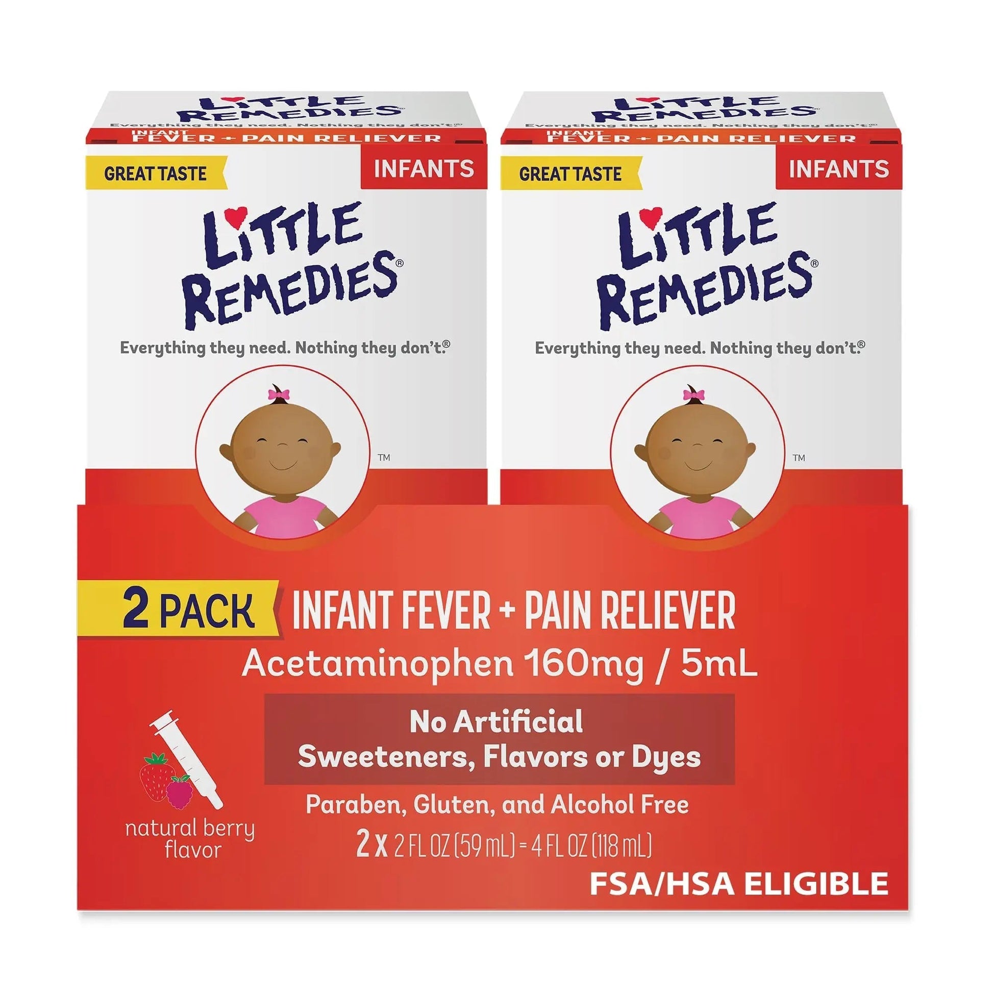 Little Remedies Infant Fever & Pain Reliever with Acetaminophen, Baby Medicine with No Artificial Sweeteners, Flavors or Dyes, Natural Berry Flavor, 2 Fl Oz, Pack of 2 Little Remedies Au supplements
