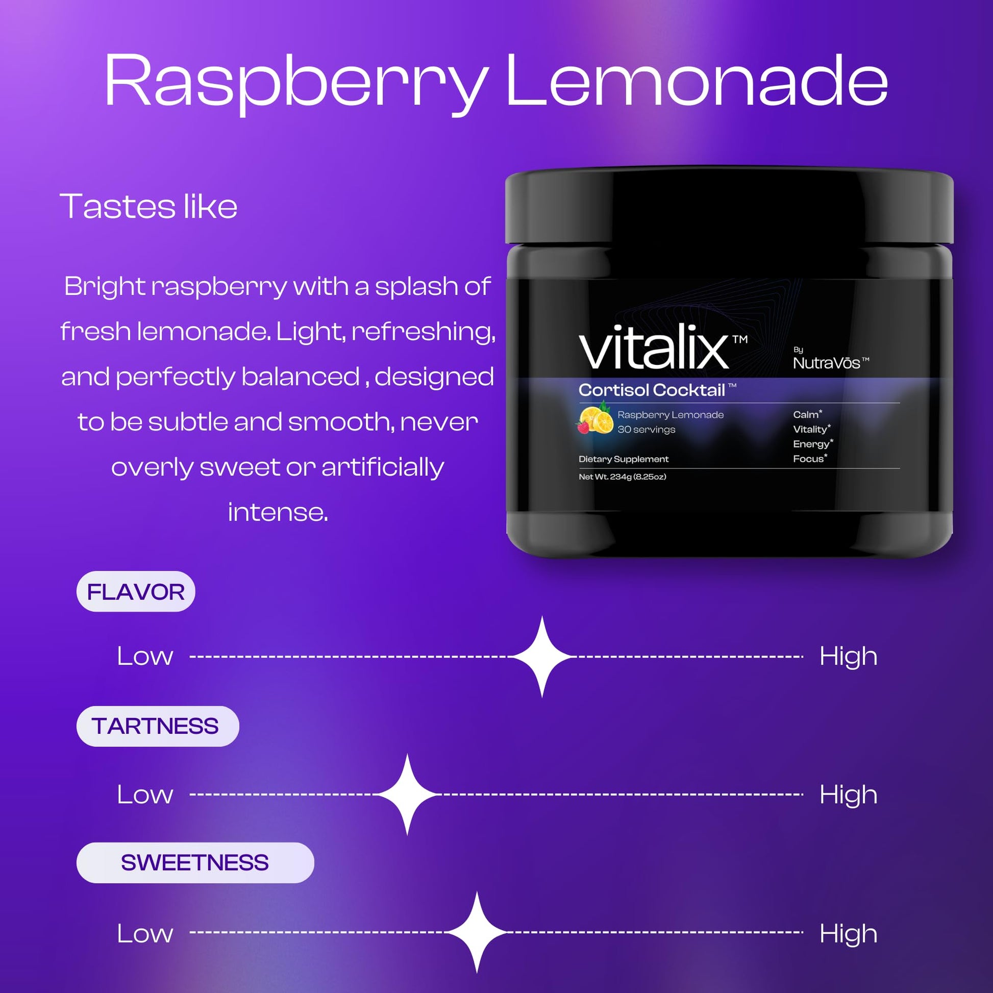 NutraVōs Vitalix – Cortisol Reducer & Adaptogen Drink Mix with Ashwagandha KSM 66, Magnesium Glycinate 200mg, L-Theanine 200mg, Vitamin C 500mg & Electrolytes – Raspberry Lemonade – 30 Servings NutraVōs Au supplements