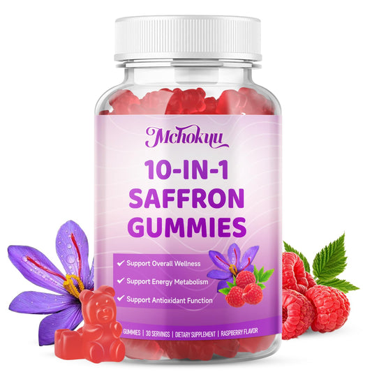Saffron Supplement Gummies for Kids & Adults Supports Antioxidant Function with Ashwagandha, L-Theanine, Rhodiola Rosea, Lemon Balm, Vitamin D3, B6, Magnesium & Zinc – Raspberry Flavor, 60 Count MchokuuAu supplements