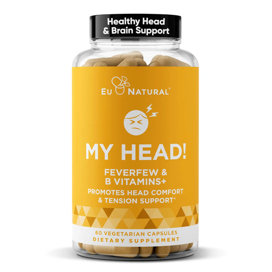 My Head! Headache Vitamins – Sensitivity, Tension, Comfort, Healthy Head Function for A Clear Mind – Fast acting Magnesium, Feverfew, Boswellia, Vitamin D, Ginger, & More – 60 Soft Capsules Eu NaturalAU supplements