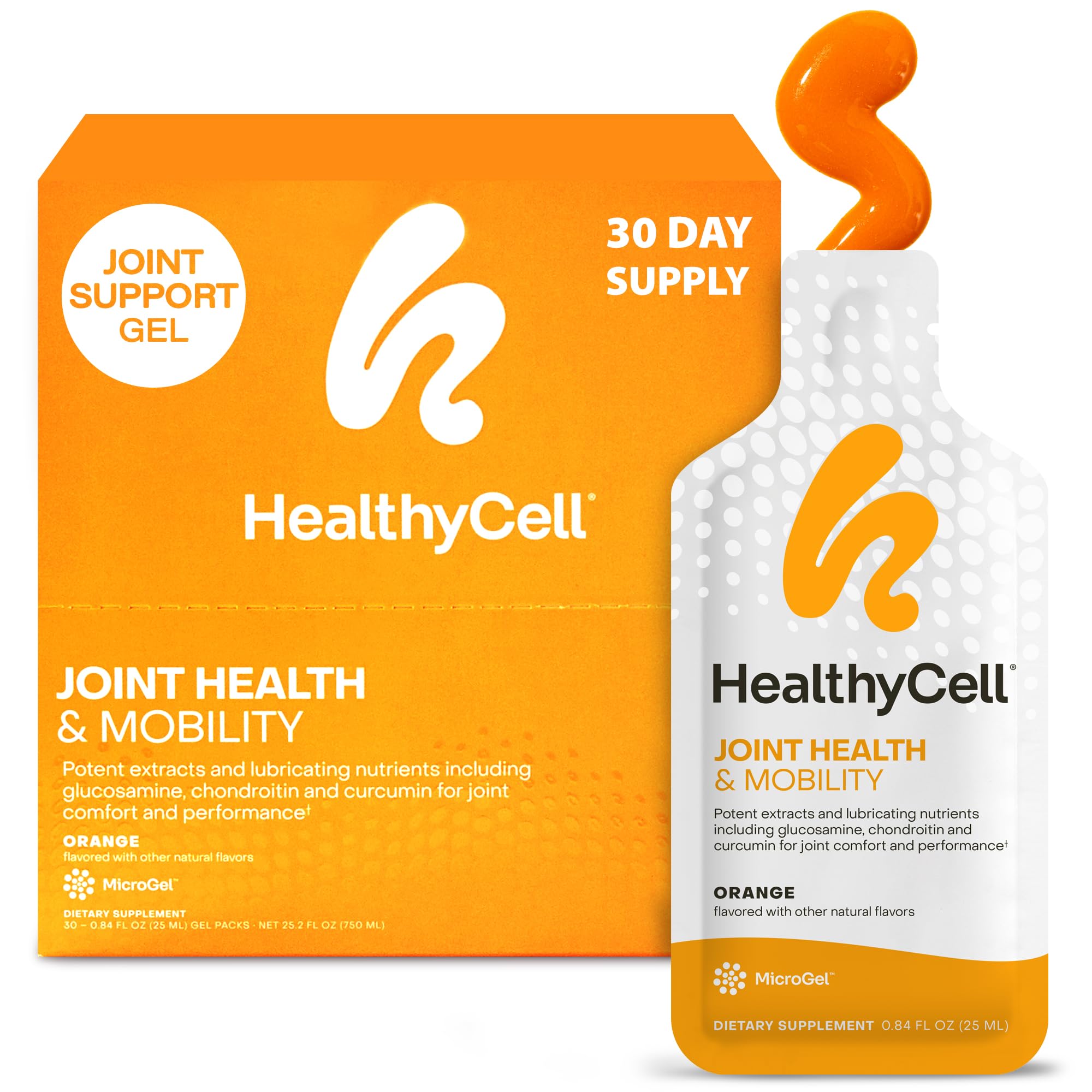 Healthycell Joint Health & Mobility Daily Liquid Supplement - Joint Support Supplement, Inflammation Response, Cartilage & Flexibility with Curcumin, Glucosamine & Chondroitin - 30 Gel Packs Healthycell Au supplements