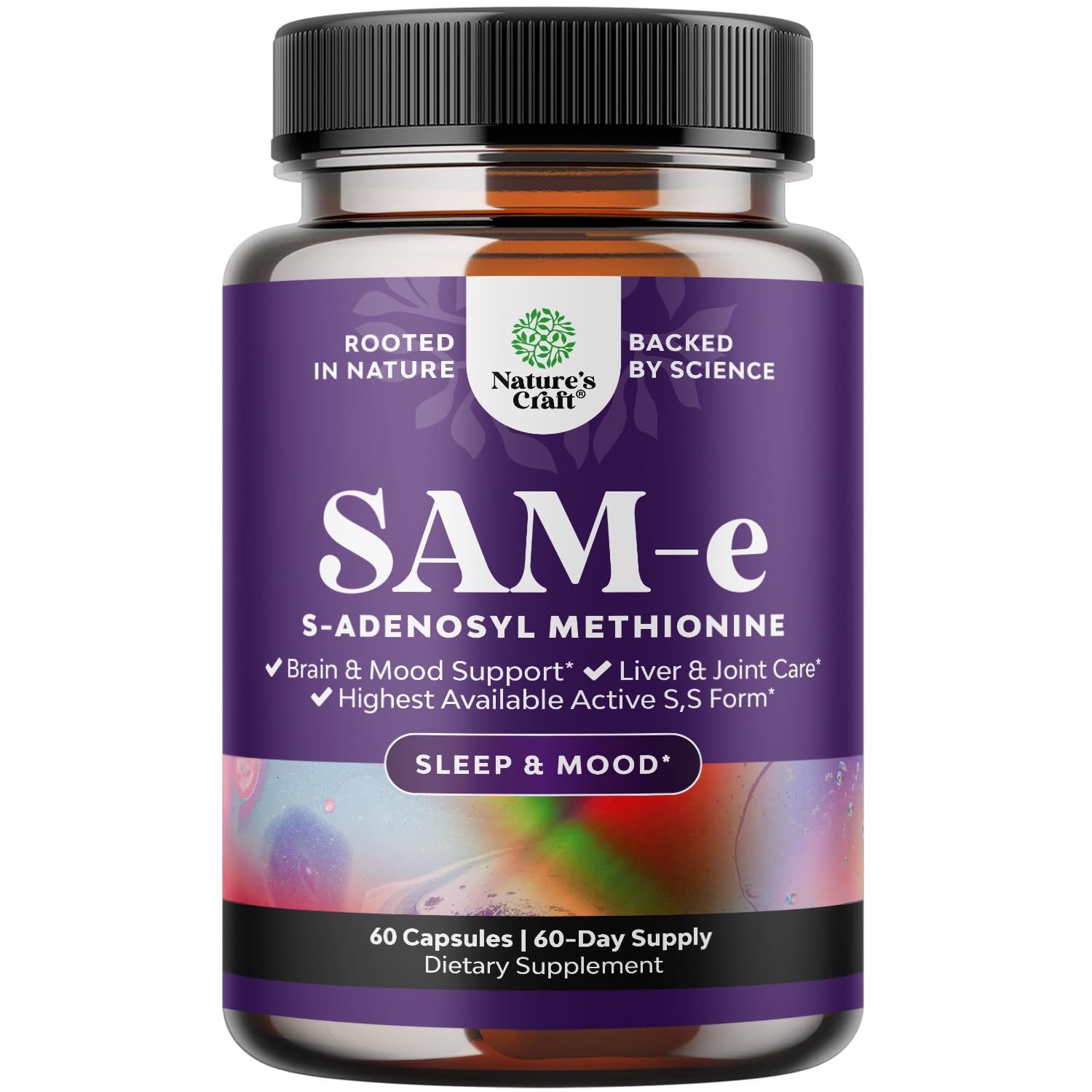 Sam-E 200mg Mood Support Supplement - S-Adenosyl Methionine Sam-E Supplement for Natural Relaxing Mood Boost Brain Support and Liver Detox Cleanse - Vegan Non-GMO and Gluten Free - 60 Count Natures CraftAu supplements