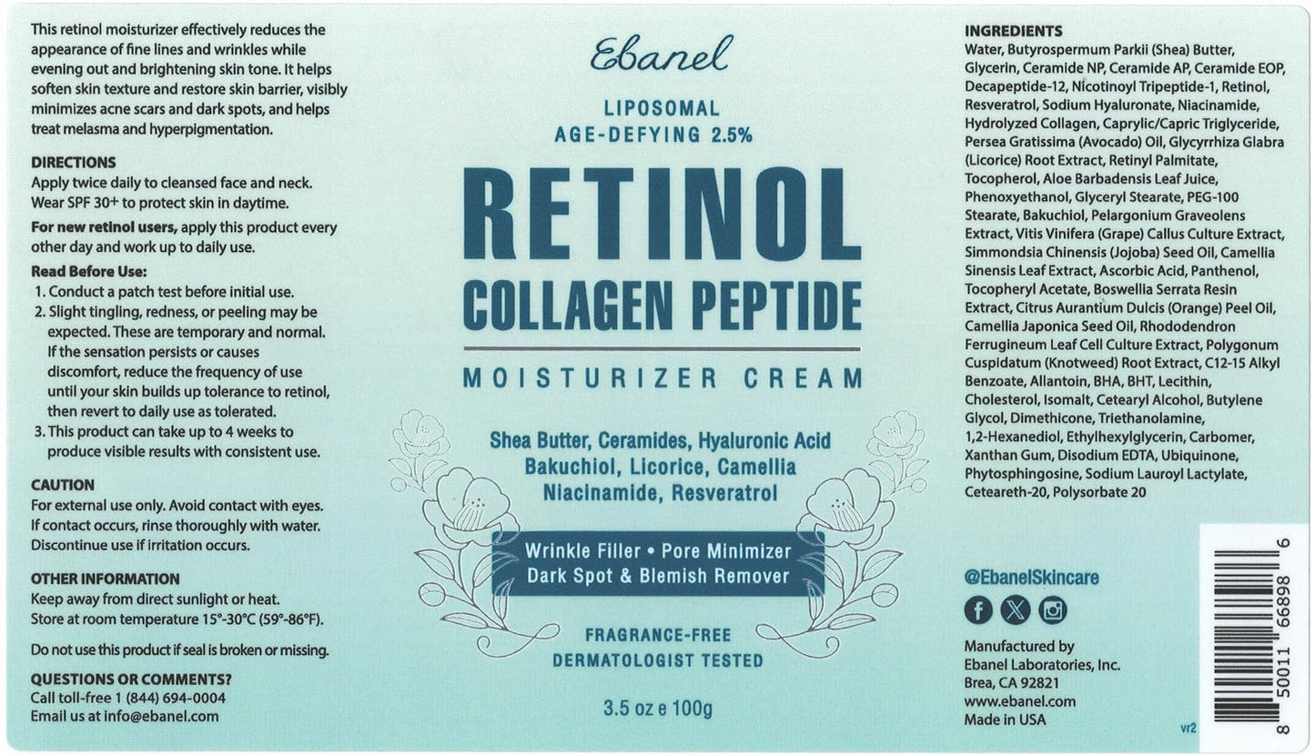 Ebanel Anti Aging Skincare Bundle of Retinol Moisturizer Cream with Collagen and Hyaluronic Acid Serum, Reduces Wrinkles, Hydrates, Firm and Smooth Skin Ebanel buy supplements Au