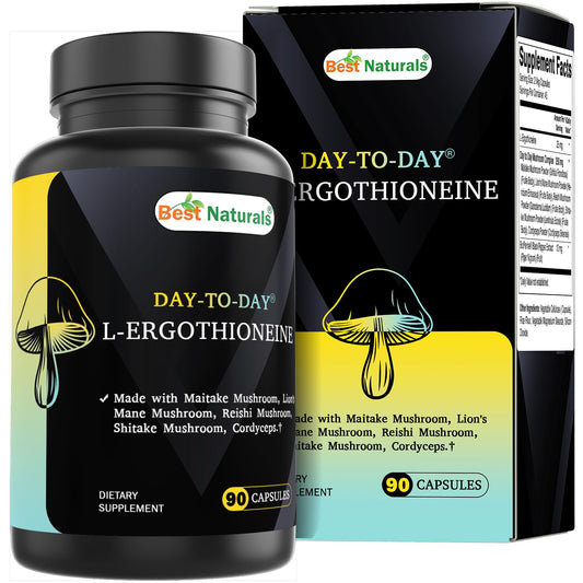 Best Naturals Day-to-Day L-Ergothioneine 25 mg with Maitake Mushrom, Lion's Mane Mushroom, Reishi Mushroom 90 Capsules Best NaturalsAu supplements