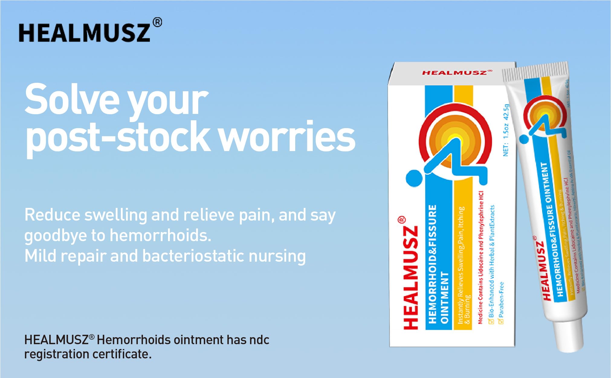 HEALMUSZ Hemorrhoid Fissure Ointment– Hemorrhoid Treatment and Hemorrhoid Cream with Lidocaine and Phenylephrine HCI for Fast Acting Relief of Pain, Swelling, Discomfort, and Itching(1.5 oz) HEALMUSZ Au supplements