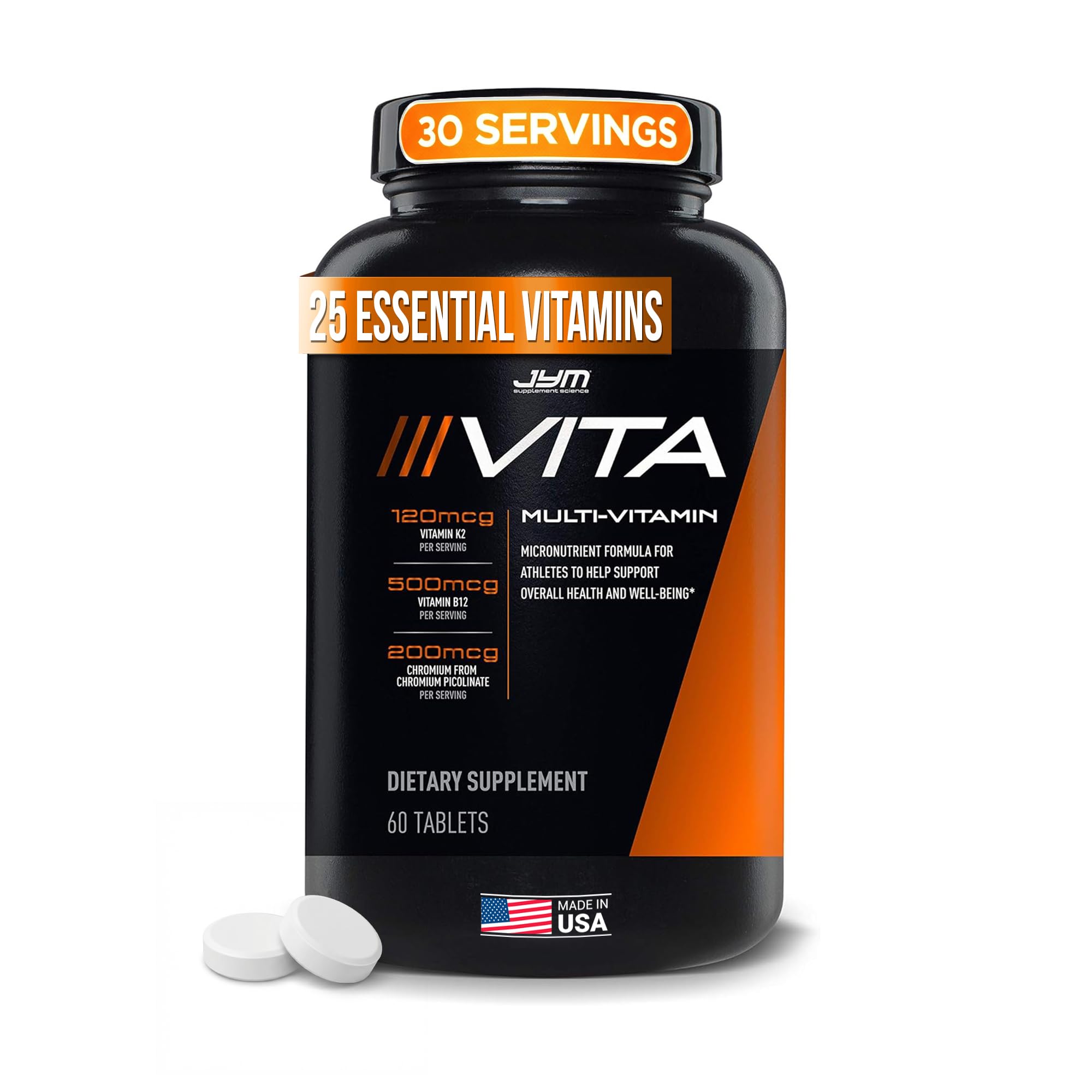 JYM Supplement Science Vita JYM Sports Multivitamin & Mineral Support, Vitamin A, C, B6, B12, E, K, Boron, Biotin, Potassium 60 Tablets JYM Supplement Science Au supplements