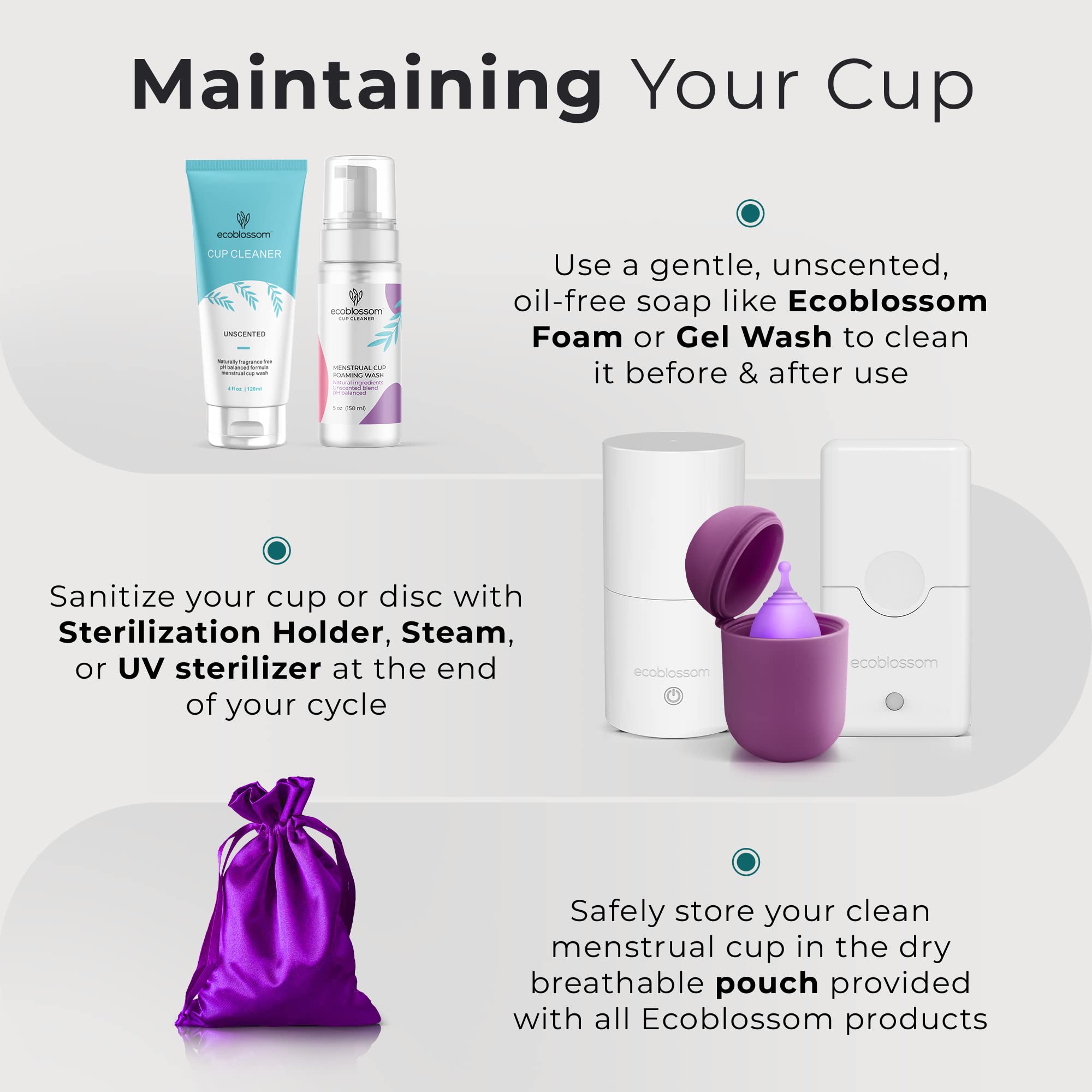 EcoBlossom Reusable Menstrual Cup Set - The Most Reliable Medical Grade Silicone Period Cups EcoBlossom Au supplements