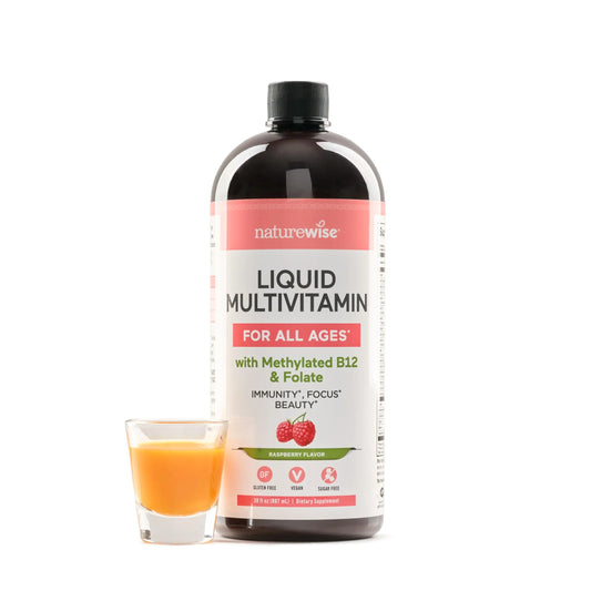 NatureWise Liquid Multivitamin for Women, Men of All Ages - Sugar Free, Vegan - Vitamins for Energy Levels, Beauty, Immune Health with Methylated B12 & Folate - Non-GMO - 30 fl oz(887 mL) NatureWiseAU supplements