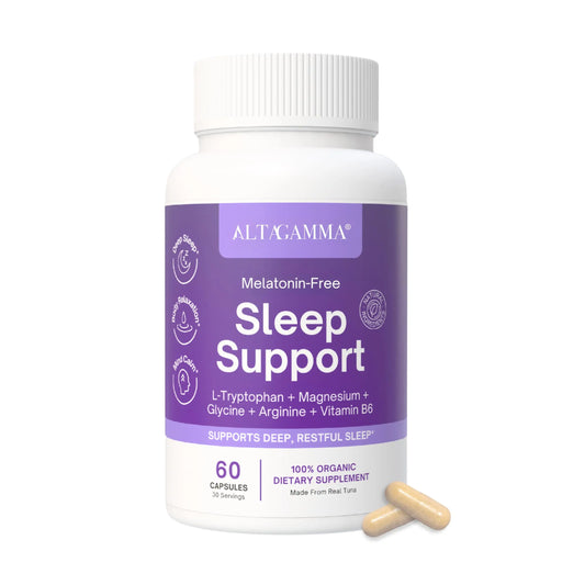 ALTAGAMMA Sleep Support Supplement - Better Sleep Support, Deep Rest & Super Calm - Natural Deep Sleep Supplements for Adults with Vitamins, L Tyrosine, L Tryptophan, Magnesium & Zinc, 60 Capsules ALTAGAMMAAu supplements