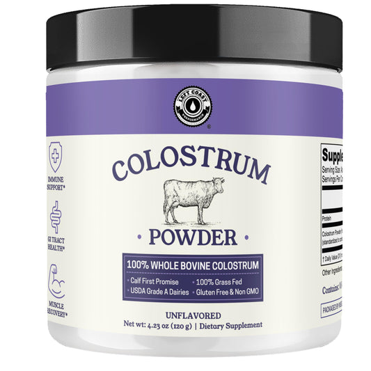 Colostrum Powder – USA Sourced Bovine Colostrum for Humans for Immune Support, Gut Health, Muscle Recovery - Single Ingredient, No Additives, Grass Fed, Non-GMO Colostrum Supplement for Women and Men Left Coast PerformanceAu supplements