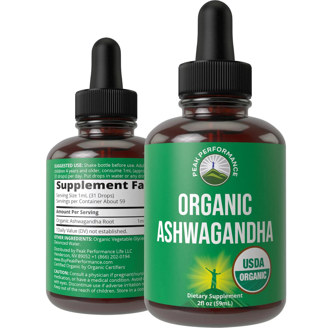 Ashwagandha Liquid Drops. USDA Organic Vegan Supplement. Extra Strength Ashwagandha Root Extract for Women, Men, Kids. with Adaptogens. Zero Sugar, Organic, Gluten Free Tincture Supplements. Peak Performance uk supplements