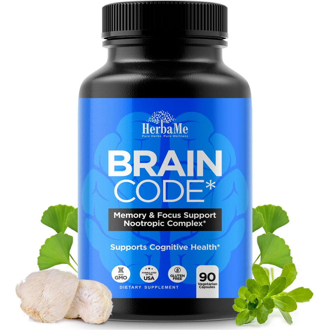 HerbaMe Brain Code Nootropic Brain Supplement for Memory and Focus | Supports Cognitive Health & Mental Clarity, Enhance Concentration | 90 Capsules HerbaMe uk supplements