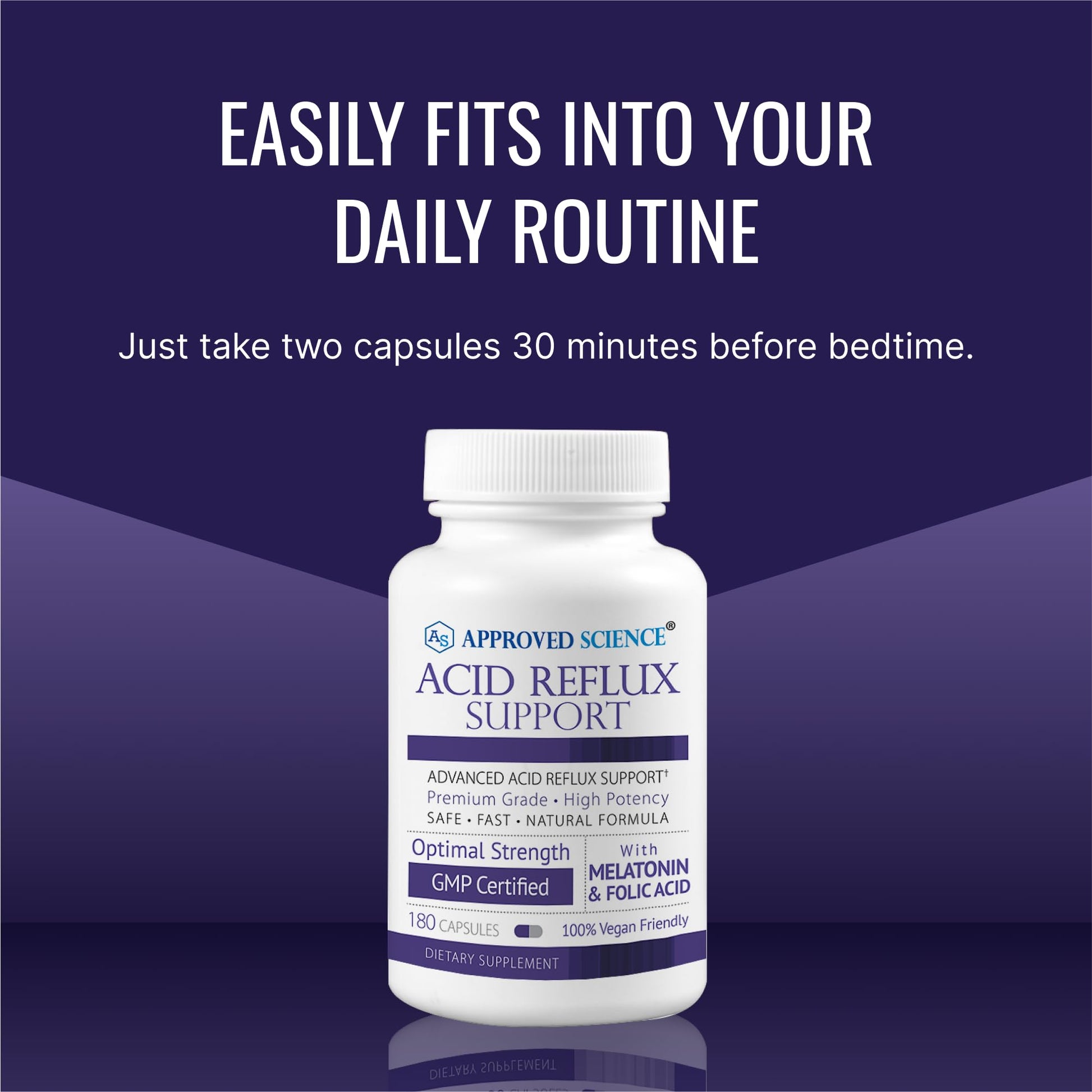 Approved Science® Acid Reflux Support - with Melatonin, Marshmallow Root, L-Taurine -180 Capsules - Vegan Approved Science Au supplements
