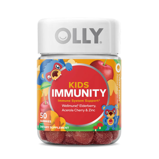 OLLY Kids Immunity Gummy, Immune Support, Wellmune, Elderberry, Vitamin C, Zinc, Chewable Supplement, Cherry - 50 Count OLLYAU supplements