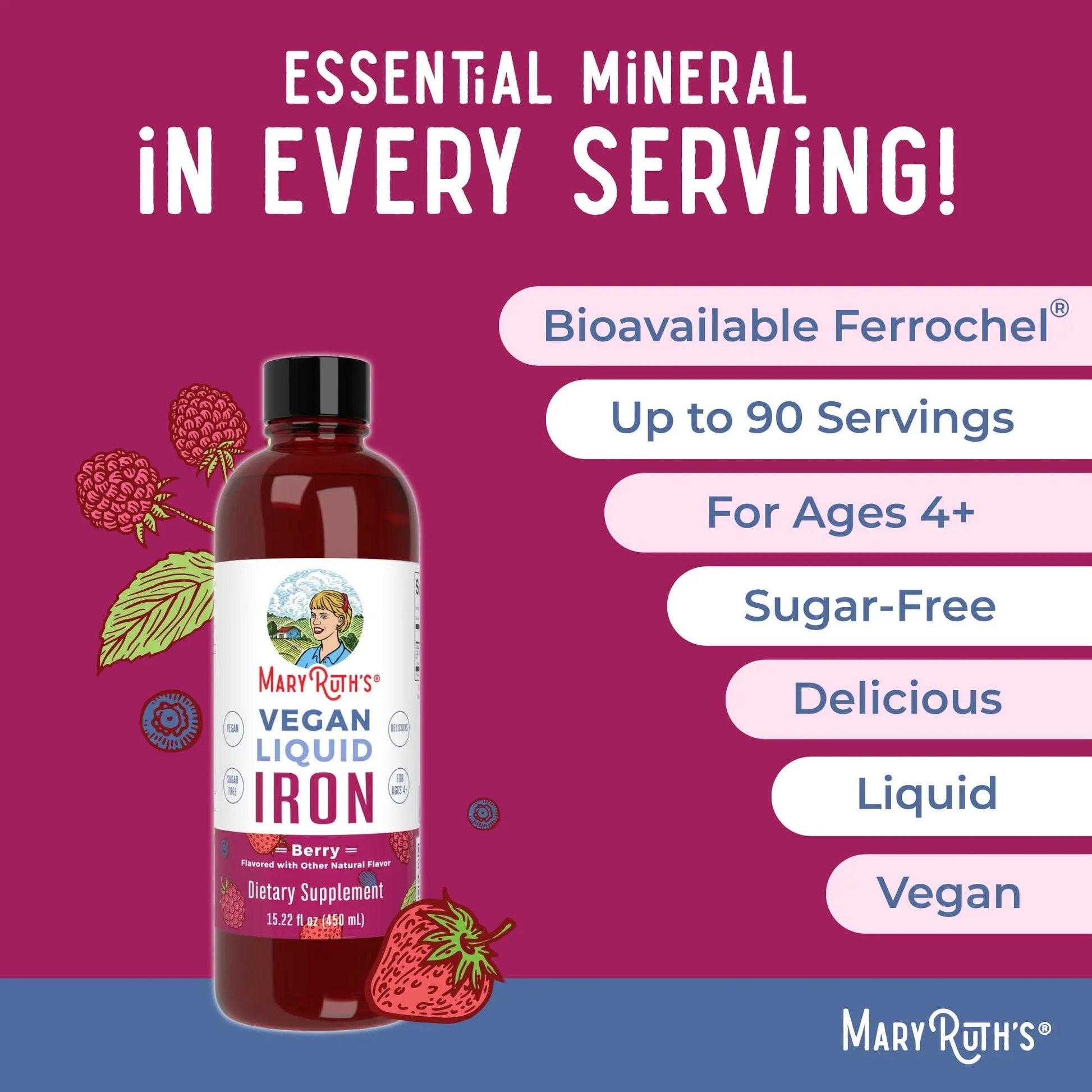 MaryRuth's Women's Multivitamin + Hair Growth Liposomal (Peach) & Iron Liquid (Berry) | Clean Label Project Verified® | MARYRUTH'S Au supplements