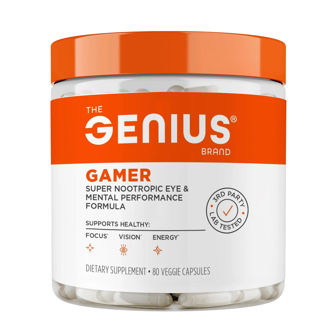 Genius Gamer, Gaming Focus Supplement, 80 Pills - Elite Nootropic Performance Booster - Boost Brain & Mental Clarity, Reaction Time & Concentration - Blue Light Support with Lutemax The Genius Brand Au supplements