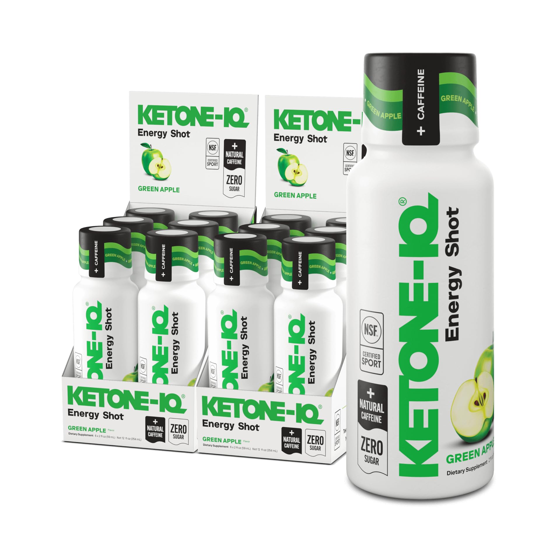 Ketone-IQ Caffeine Performance Energy Shots – Clean Energy for Focus & Endurance, 5g Ketones, 100mg Green Tea Caffeine, B Vitamins, 12 Pack (Green Apple) Ketone-IQ Au supplements