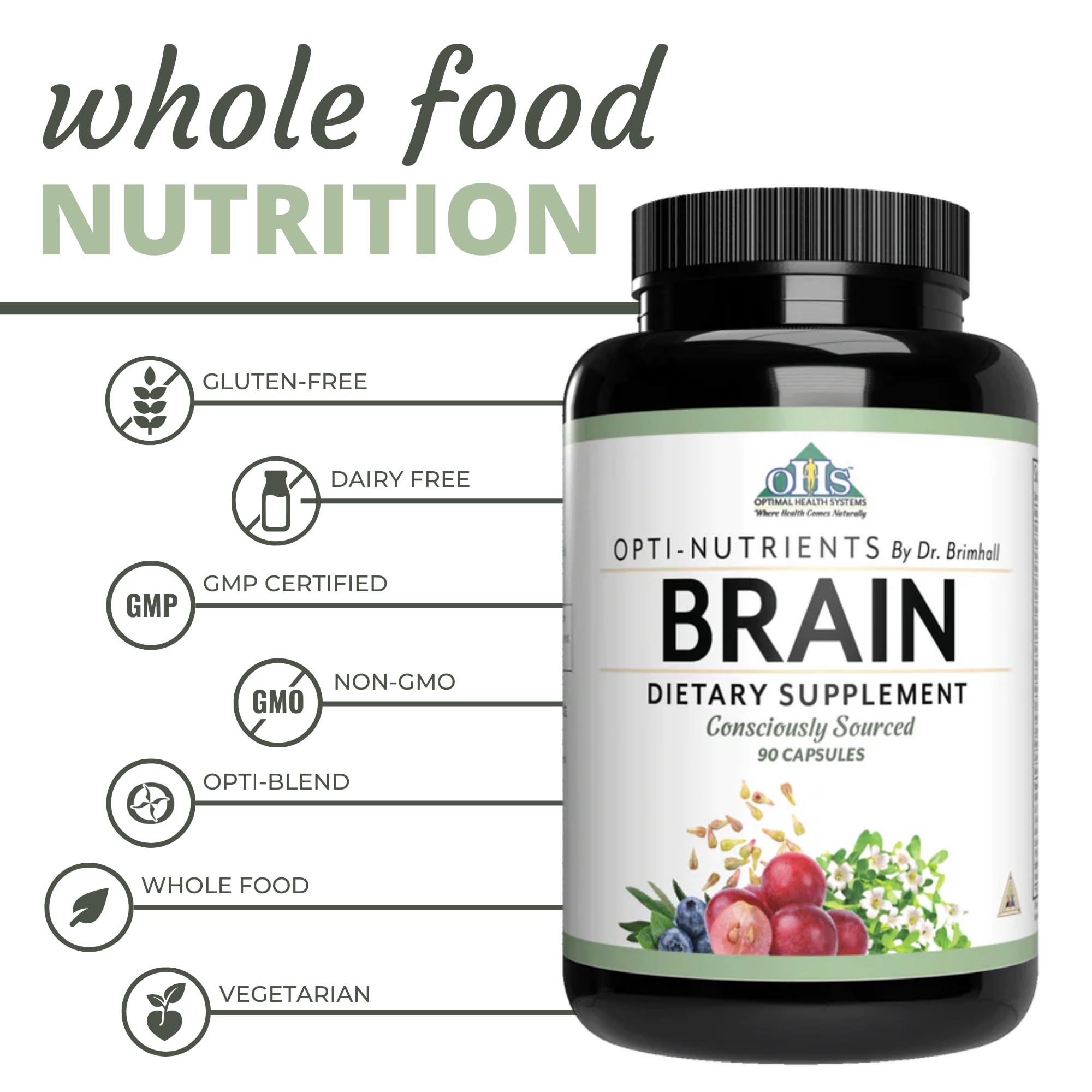 Optimal Health Systems Brain | Most Comprehensive Nootropic + Enzyme Delivery | 700 mg Scientific Neuroenhancment Blend | Boost Mood, Memory & Focus | 90 Capsules Optimal Health Systems Au supplements
