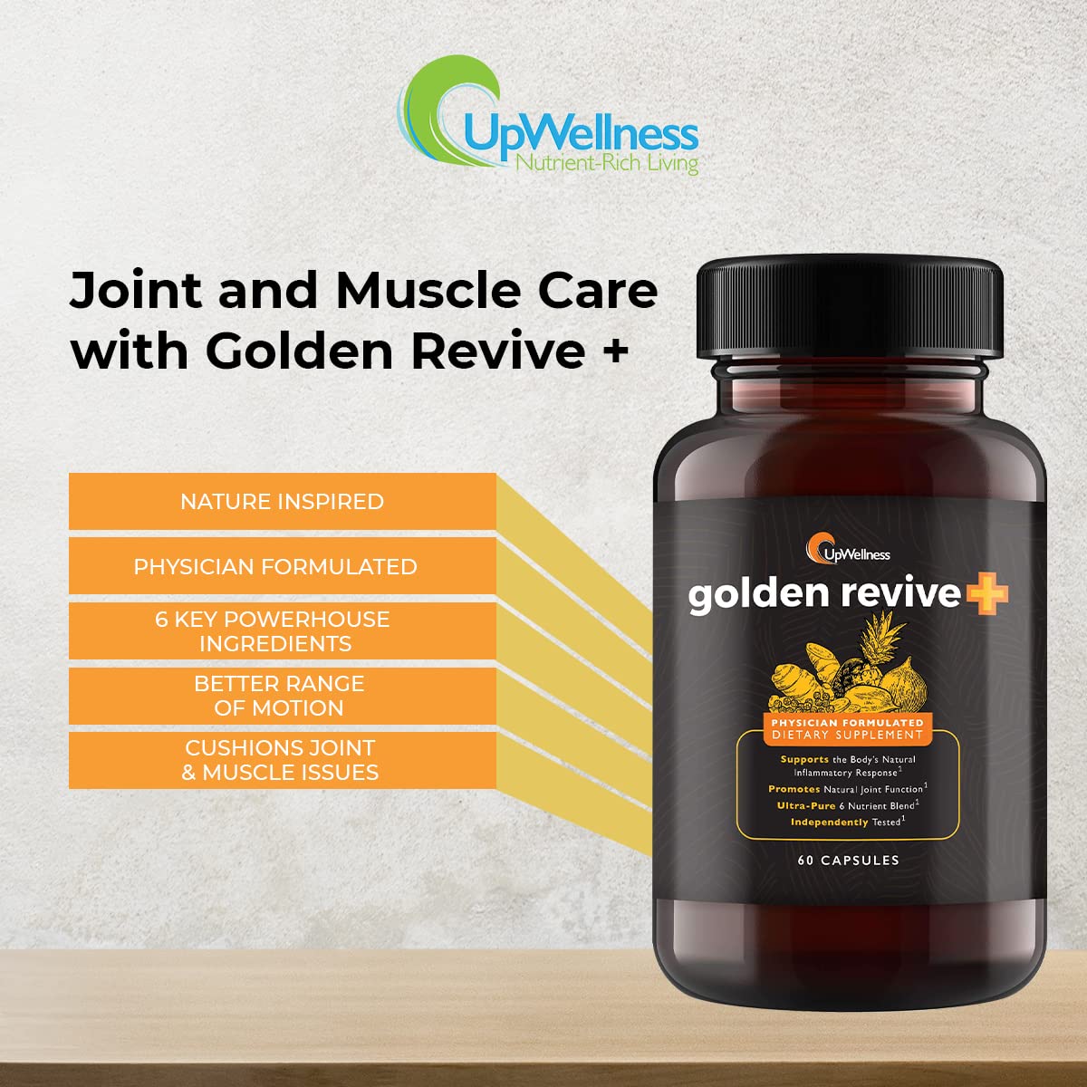 UpWellness Golden Revive + Joint Support with Quercetin, Magnesium, and Turmeric UpWellness Nutrient-Rich Living Au supplements