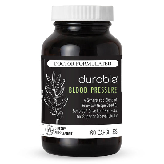 Durable Blood Pressure – Benolea Olive Leaf & Enovita Grape Seed Extract – Healthy Circulation, Nitric Oxide & Artery Support – Doctor Formulated, Vegan, Non-GMO, Made in USA (60 Capsules) DurableAU supplements