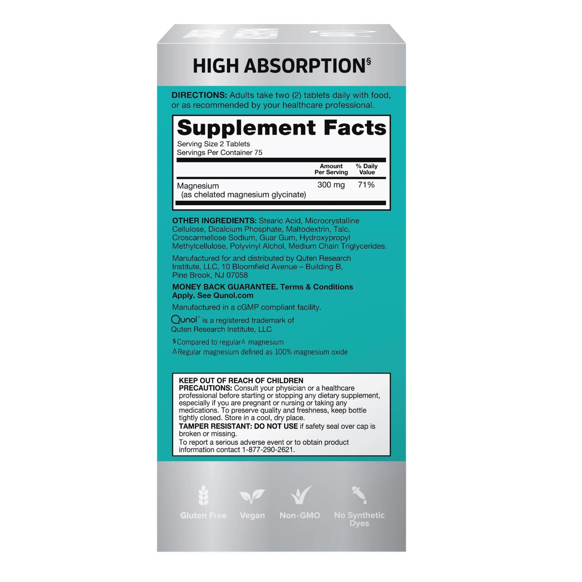 Qunol Magnesium Glycinate 300mg, 100% Glycinate Chelated Magnesium Supplement, 150ct Tablets Qunol Au supplements