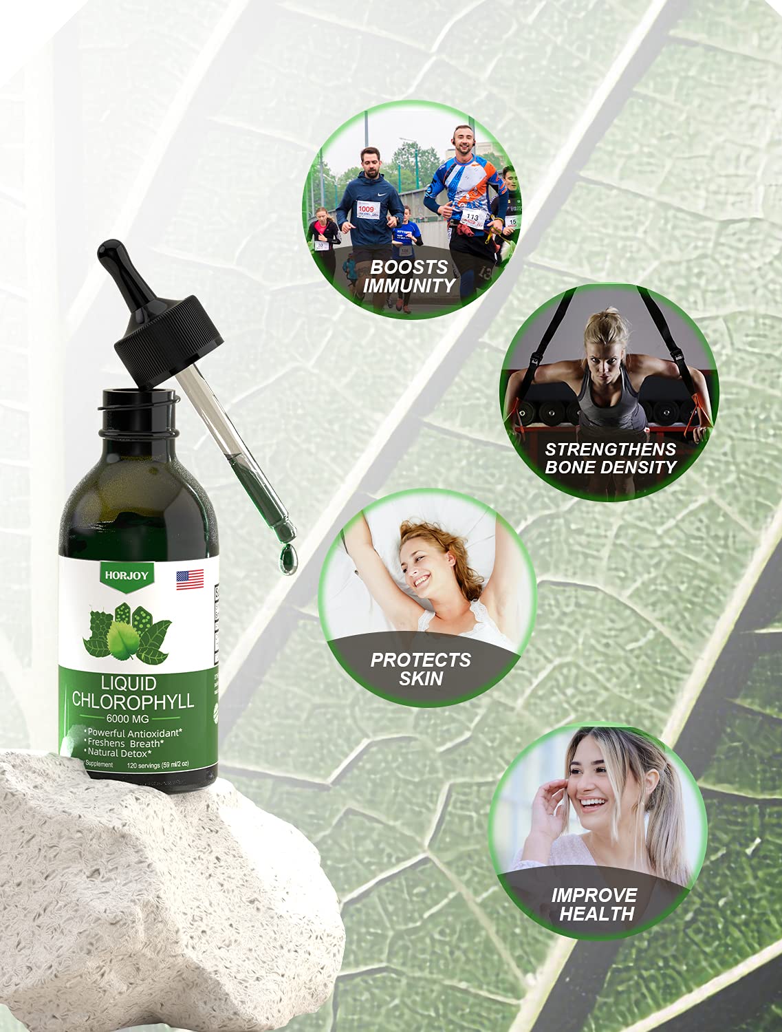 Chlorophyll Liquid Drops - 100% Natural Energy Booster and Immune Support - Internal Horjoy Au supplements