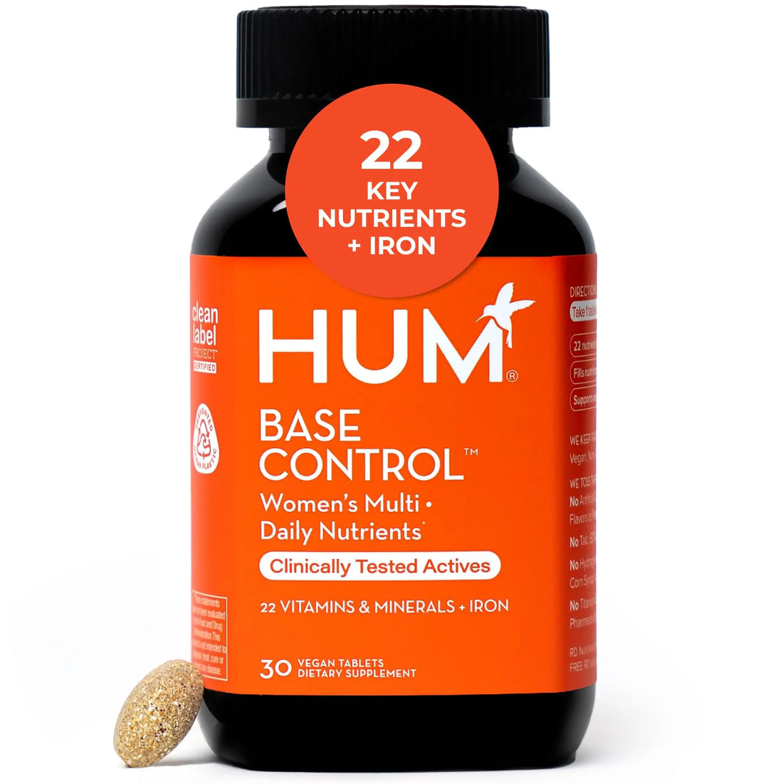 HUM Base Control Multivitamin for Women with Vitamin C, Iron, Biotin, Zinc, B Complex, Daily Women's Multivitamin, 22 Essential Vitamins & Minerals HUM uk supplements