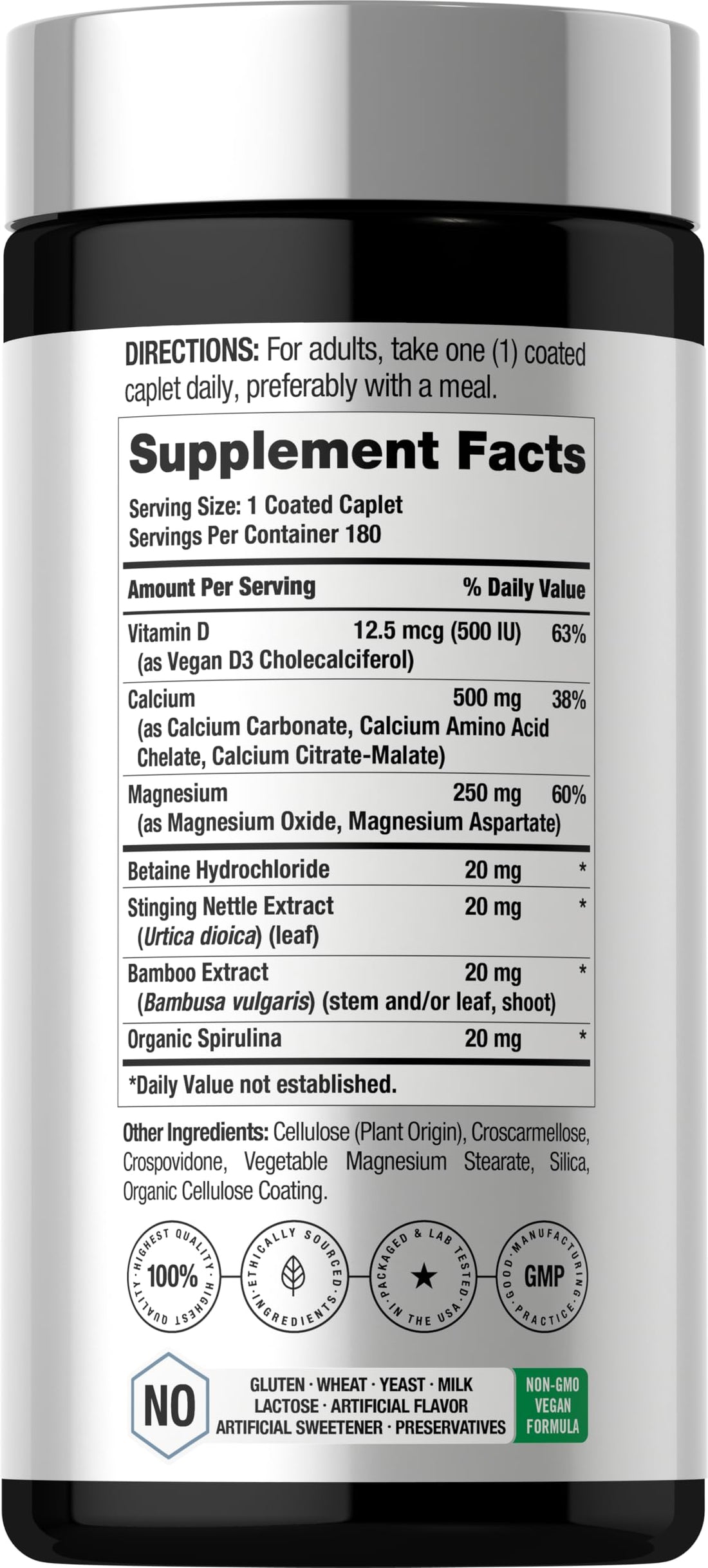 Horbäach Calcium Magnesium D3 | 180 Coated Caplets | Supports Bone Density | Supplement for Men and Women