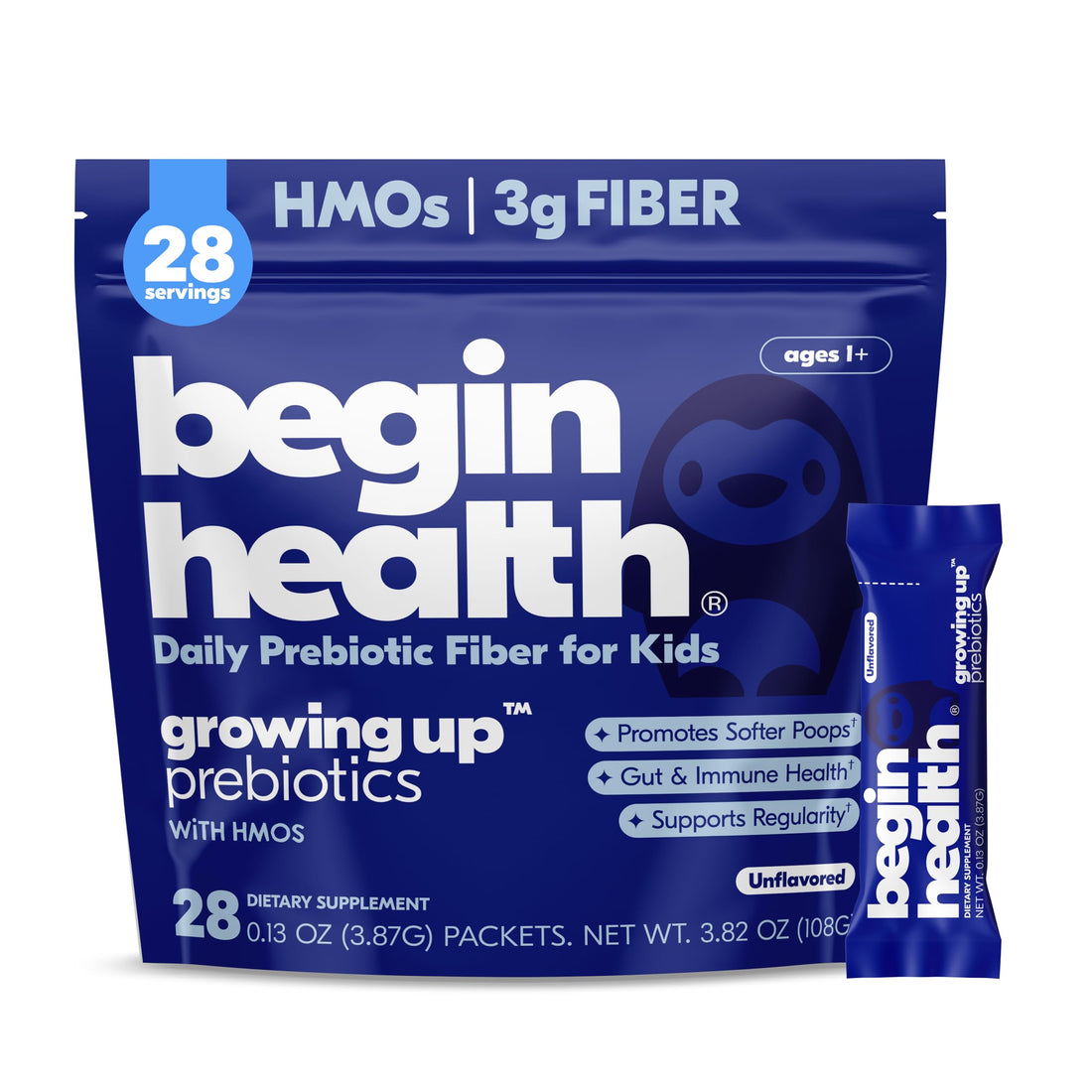 Begin Health Growing Up Prebiotics for Kids 28-Packs | Prebiotic Soluble Powder Stool Softeners and Digestive Gut Health Supplement | Ideal to Mix with Kids Daily Begin Health uk supplements