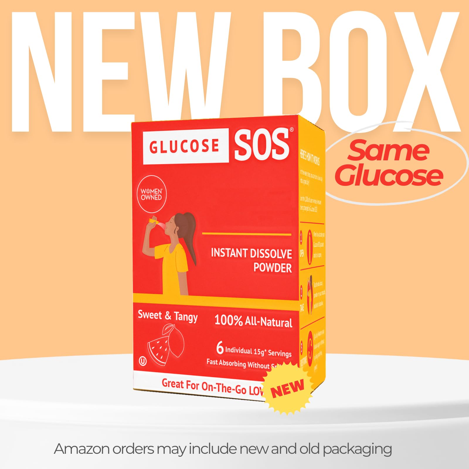 Glucose SOS Glucose Powder Packets with Natural Dextrose, Fast-Absorption That Instantly Dissolves in Your Mouth with No Water Needed, Sweet & Tangy 12 Servings Glucose SOS Au supplements