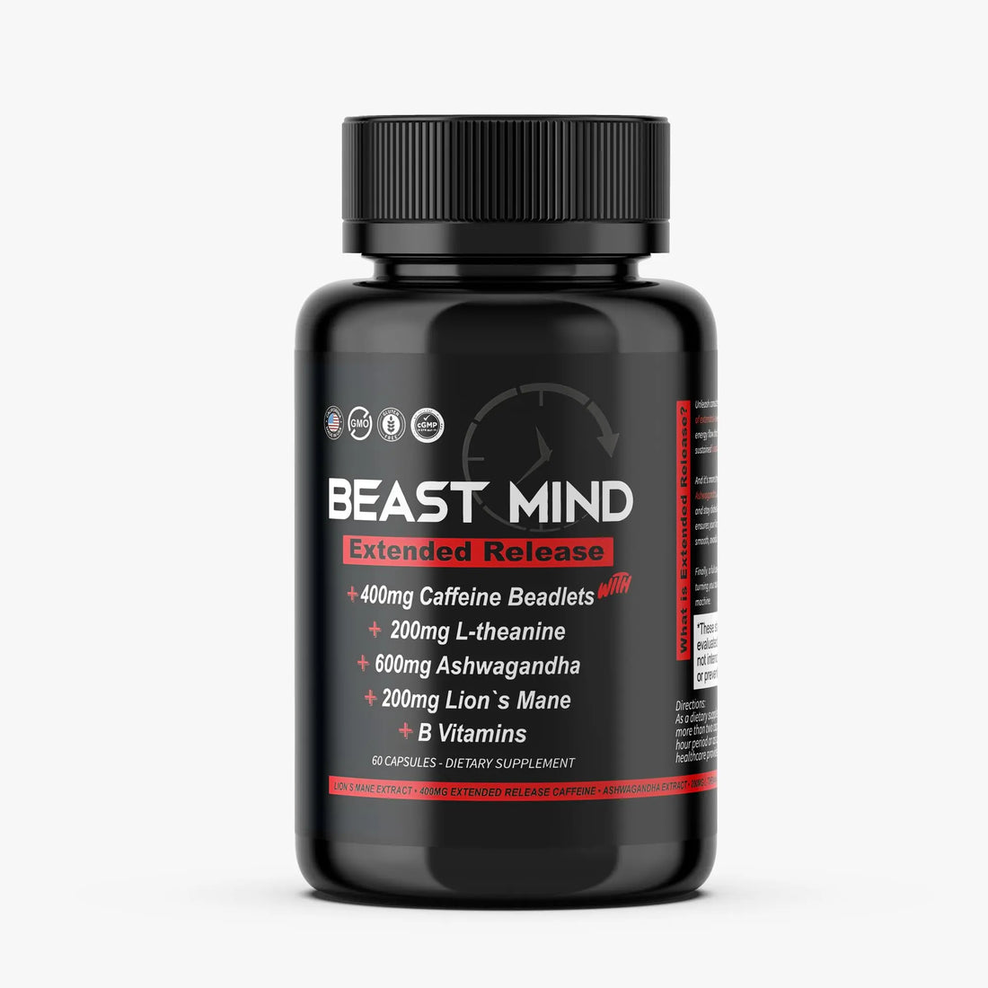 Beast Mind Extended Release Extreme Energy Pills | 400mg XR Caffeine | 600mg Ashwagandha | 200mg Lion's Mane, Increased Energy & Focus, Natural Nootropic Labs Beast Mind uk supplements