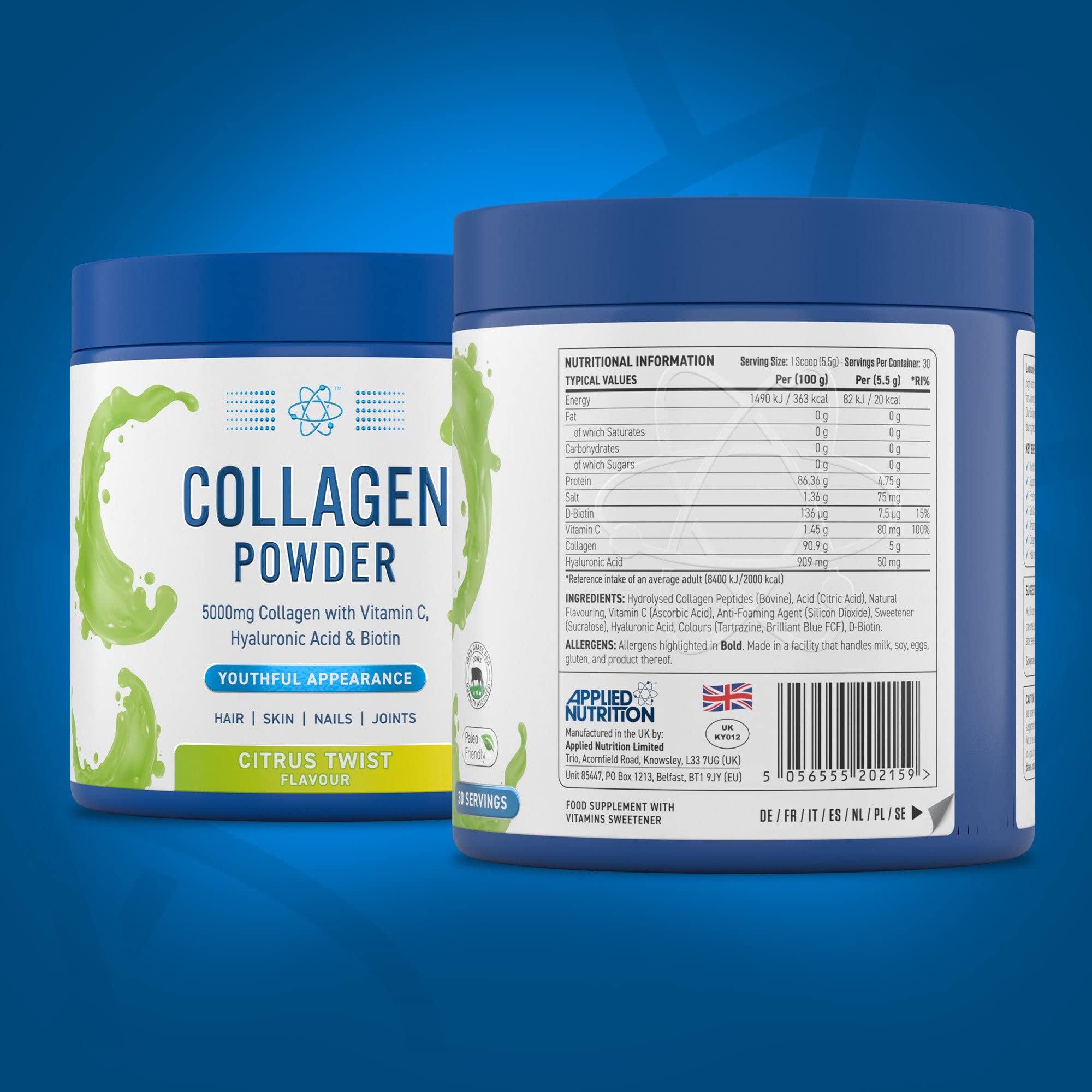 Applied Nutrition Collagen Powder - Citrus Twist Flavour - 5000mg Hydrolysed Bovine Flavoured Applied Nutrition Au supplements
