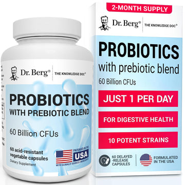Dr. Berg Probiotic Supplement (60 Billion CFUs) - Helps Ease Occasional Constipation, Diarrhea, Gas & Bloating* - Pre and Probiotics for Digestive Health - 60 Probiotic Capsules Dr. Berg Nutritionals Au supplements