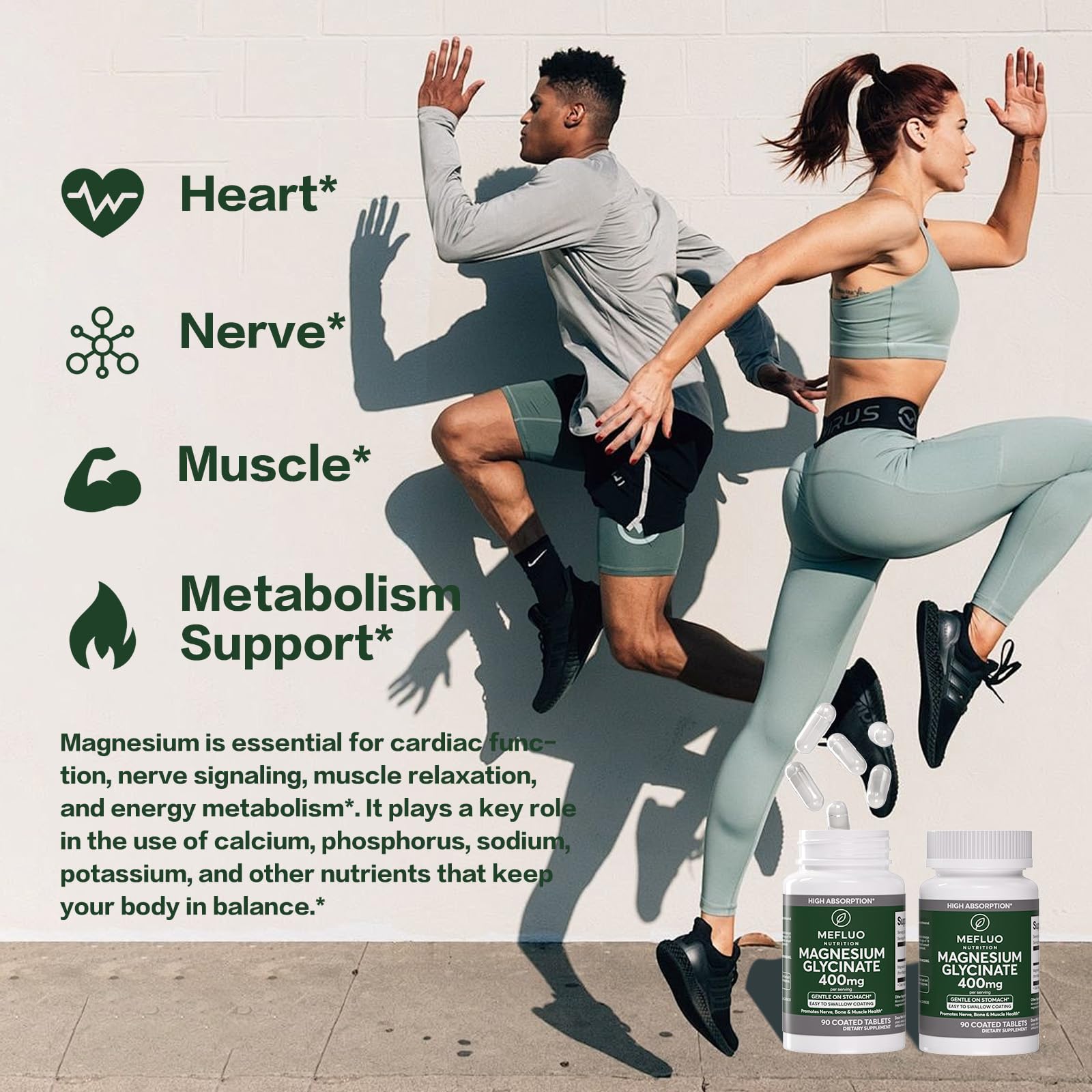 Magnesium Glycinate 400mg – High Absorption Magnesium Supplement for Muscle, Nerve & Sleep Support – Gentle on Stomach, Non-GMO, Vegan Capsules, 90 Count Mefluo Au supplements
