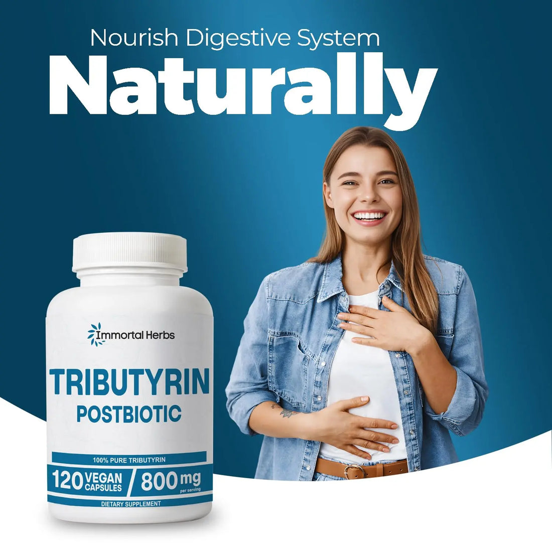 Immortal Herbs Tributyrin Supplement 800mg, Advanced Butyrate Form, 55% Standardized, More Effective Delivery Than Sodium Butyrate, 120 Capsules, Non-GMO & Gluten Free Postbiotic Supplement Immortal Herbs uk supplements