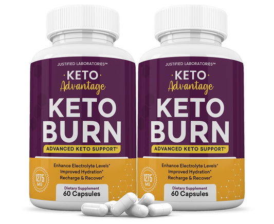 (2 Pack) Keto Advantage Keto Burn Pills 1275MG New & Improved Formula Contains Apple Justified LaboratoriesUS supplements