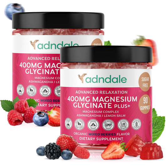 Adndale 180 CT Magnesium Glycinate Gummies 400 mg/Serv with Ashwagandha, Magnesium Malate & Taurate AdndaleUS supplements