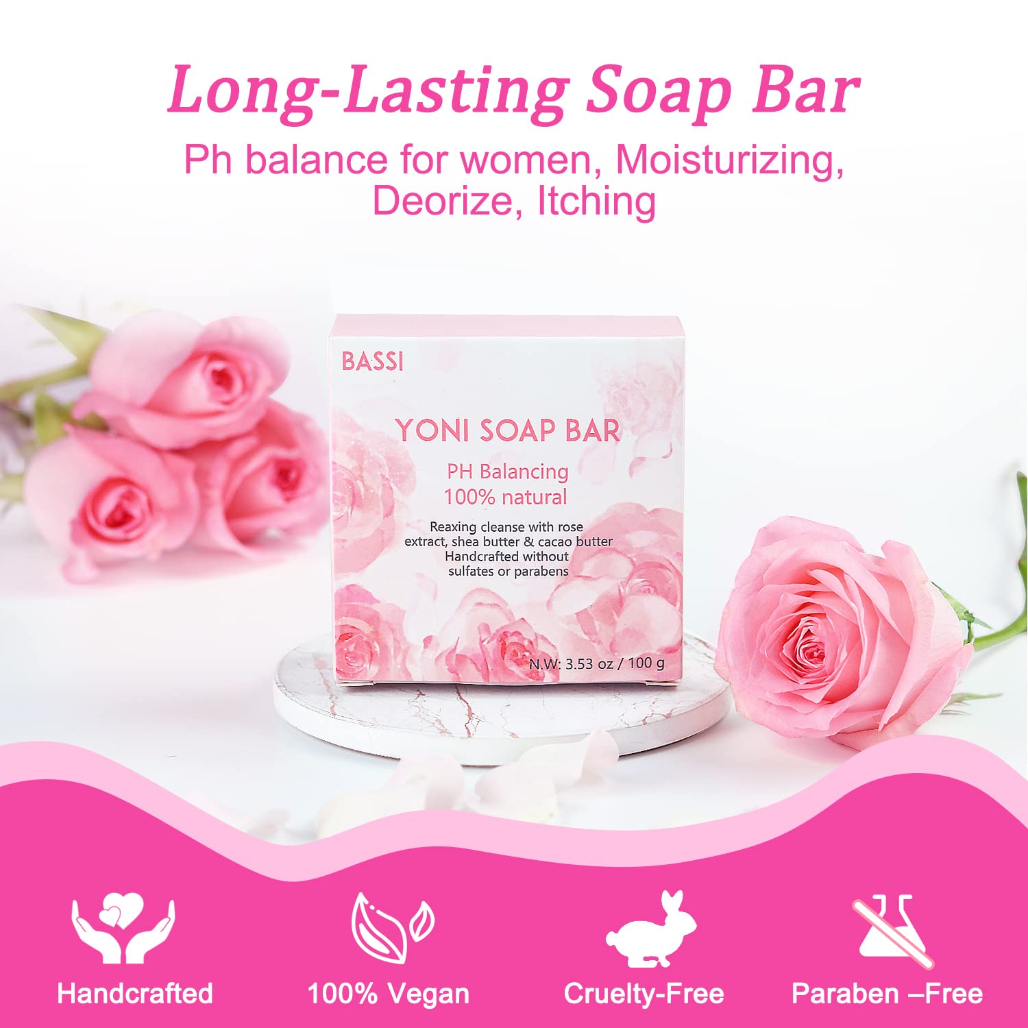Yoni Soap Bars Vaginal Wash 2 PCS, 100% Natural Organic Yoni Bar Soap for Women Ph Balance Yoni BASSI Au supplements