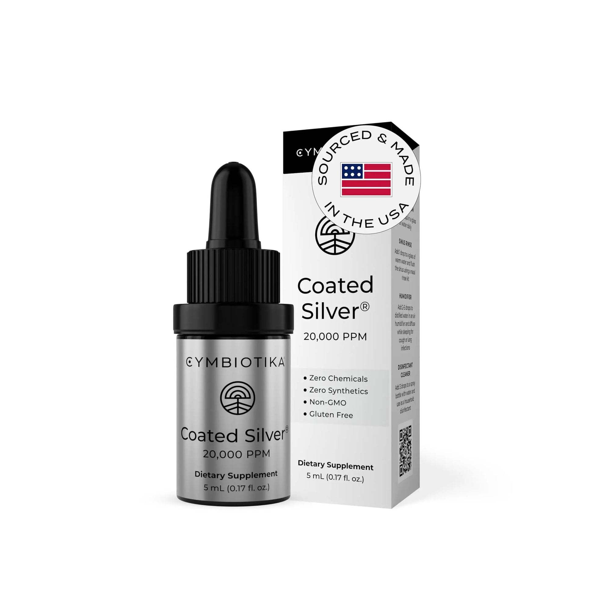 CYMBIOTIKA Colloidal Silver Liquid Supplement with Coated Silver, 20,000 PPM Mineral Concentrate, Immune Support Supplement for Adults, Easy to Use, 5 ml CYMBIOTIKA Au supplements