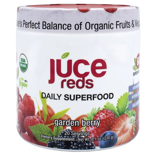 Terra Kai Organics JUCE Reds Organic Superfood Powder - Garden Berry Flavor | Fruit & Veggie Powder for Everyone w/64 Immune Boosting Superfood Plus Probiotics for Gut Health | 20 Servings (230g) Terra Kai OrganicsAU supplements