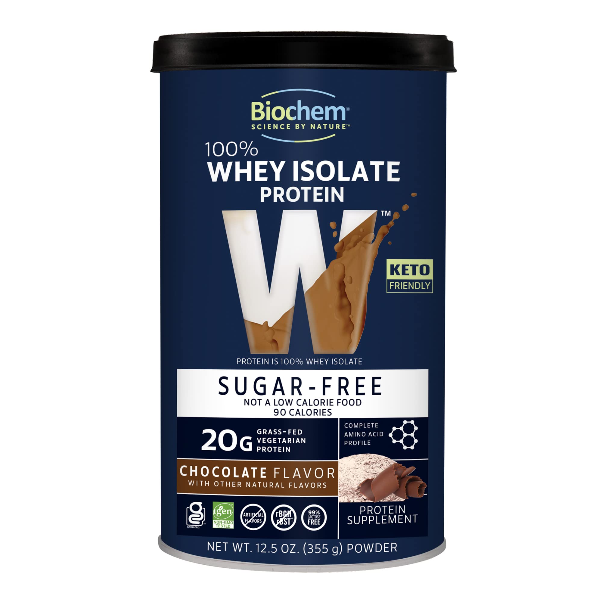 Biochem 100% Whey Sugar-Free Chocolate 20g, 12.5oz, Certified Vegetarian, Certified Glut Biochem Au supplements