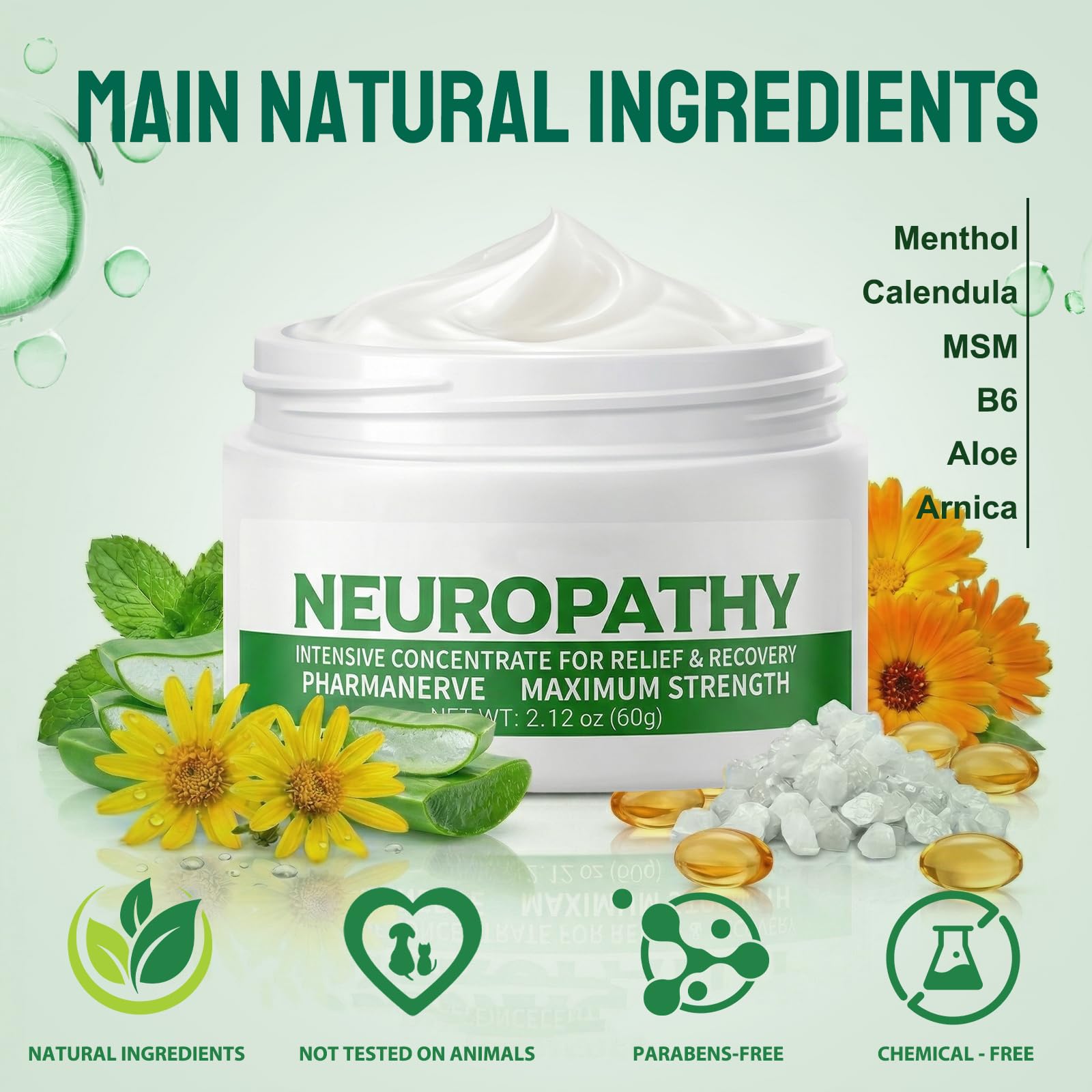 Neuropathy Pain Relief for Feet & Legs, Plant-Based Neuropathy Cream with Arnica, MSM & Vitamin B6 Soothing Formula, Fast-Acting Nerve Pain Relief Cream, Fast-Absorbing,Non-Greasy Daily Support-2.12OZ QQBBMZZ Au supplements
