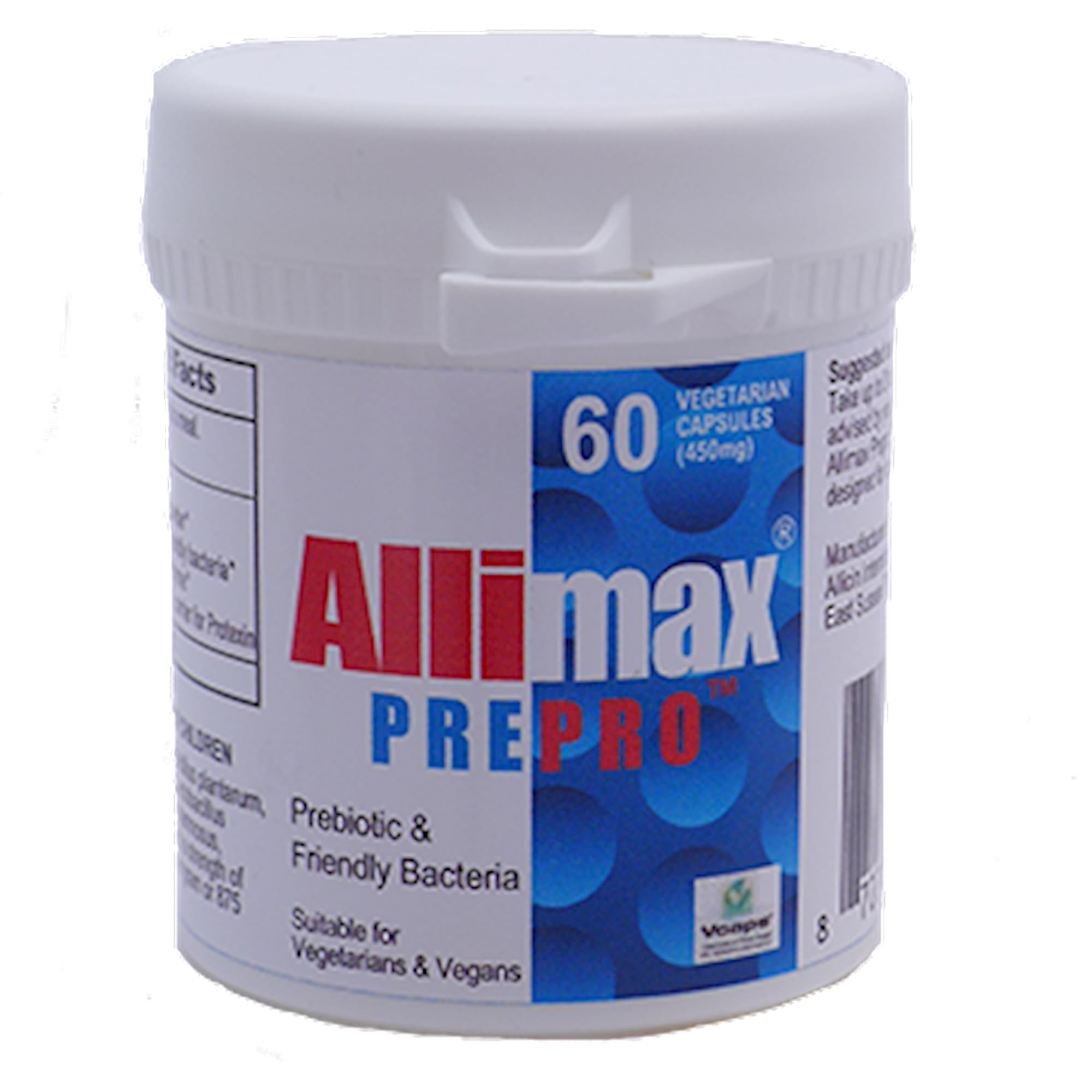 ALLIMAX Pre Pro - 60 Caps. Stabilized allicin Plus prebiotics, probiotics and Digestive enzymes. ALLIMAX Au supplements