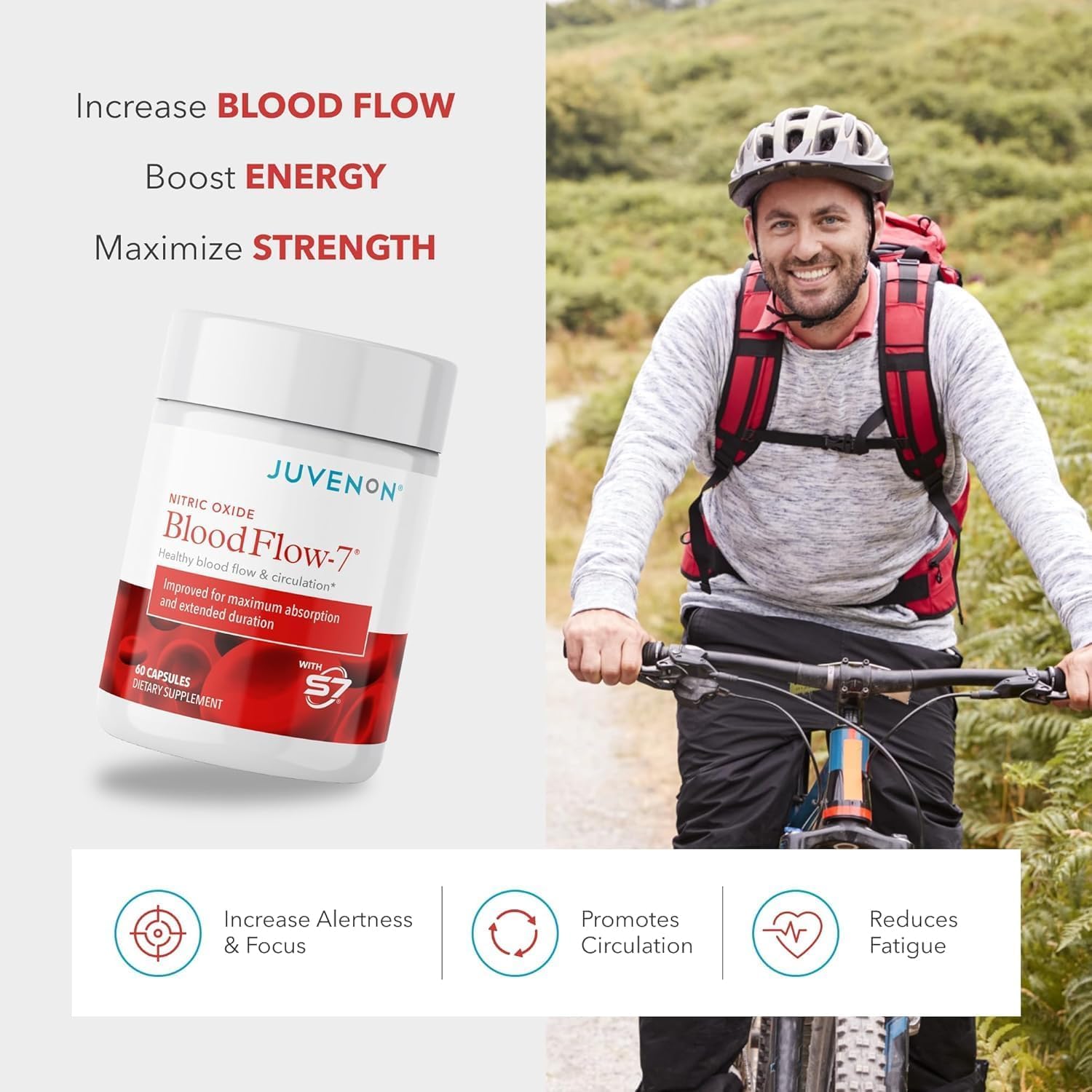 Juvenon Maximum Male BloodFlow-7 Nitric Oxide Supplement with Nitrosigine + Alpha Gold Male Juvenon Au supplements