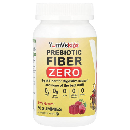 Prebiotic Fiber Zero Gummies for Kids by YumVs | Keto Sugar Free Gummy Chews for Toddlers |4g Fiber for Children Constipation Support YUM-V'SUS supplements