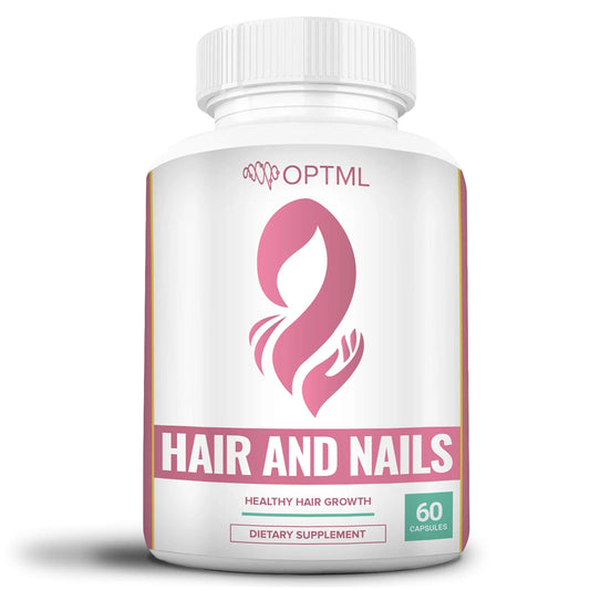 OPTML Hair and Nail Vitamins for Hair Growth and Thickness, Biotin-Infused Hair Pills, Hair Vitamins for Faster Hair Growth and Healthy Nails, for Women and Men, 60 Capsules OPTMLAu supplements